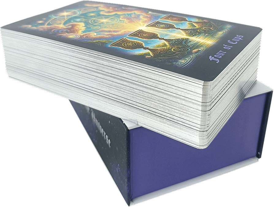 Close-up of the mirror-silver gilded edges on the card stack